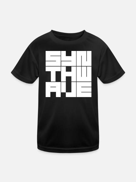 Synthwave Grid logo - Kids Functional T-Shirt - black - Front