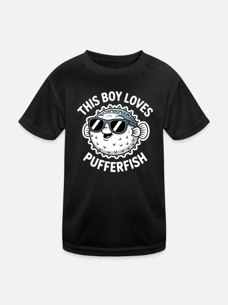 Puffer Fish Sayings Funny Puffer Fish Gift - Kids Functional T-Shirt - black - Front