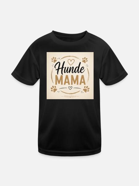 Hunde Mama Herzkreis Design - Kinder Funktions-T-Shirt - Schwarz - Vorne