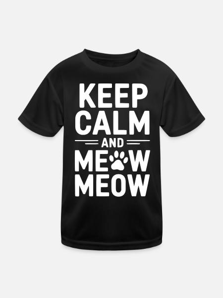 Reste calme et miaou, miaou. - T-shirt sport Enfant - noir - Devant