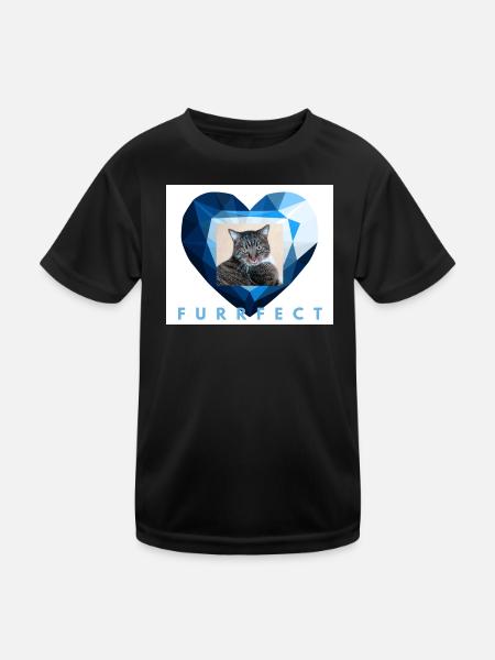 Esthétique de chat tigré en cœur en diamant bleu Furrfect - T-shirt sport Enfant - noir - Devant