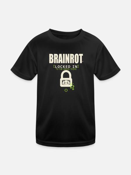 Brainrot Locked In - Kids Functional T-Shirt - black - Front
