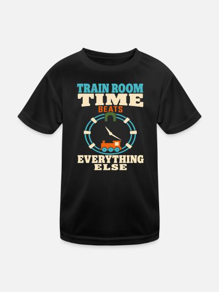 Train Room Model Railway Model Railway Dad Gift - Kids Functional T-Shirt - black - Front