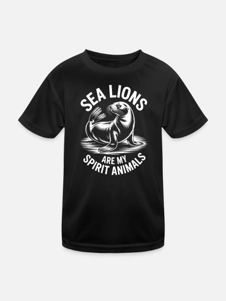 Sea Lion Sayings Sea Lion Funny Sea Lion Gift - Kids Functional T-Shirt - black - Front
