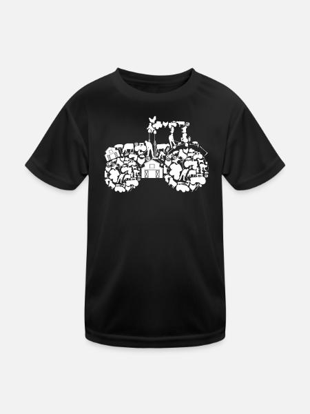 Silhouette du tracteur - T-shirt sport Enfant - noir - Devant