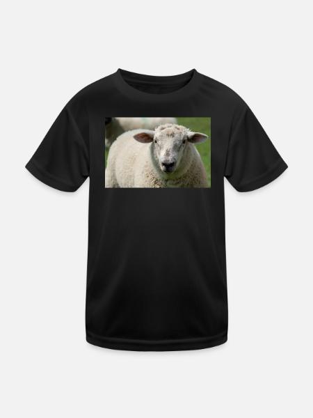 Close-up of a sheep - Kids Functional T-Shirt - black - Front