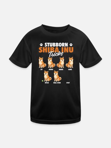 Shiba Inu têtu trompe l’humour du doge - T-shirt sport Enfant - noir - Devant