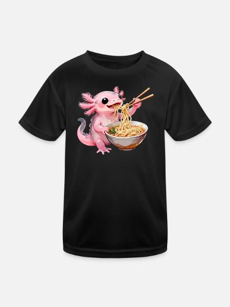 Ramen Axolotl - Kids Functional T-Shirt - black - Front