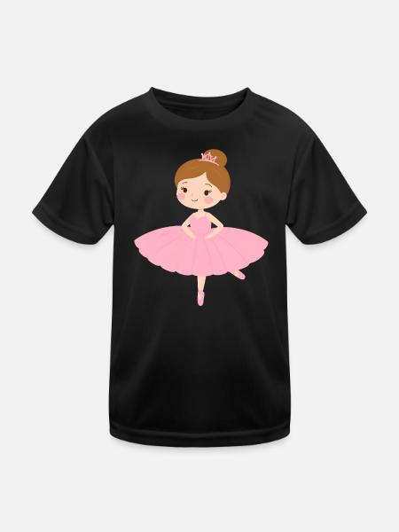 Little Ballerina in Pink Tutu – Dance Design - Kids Functional T-Shirt - black - Front