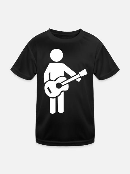 Gitarrist Silhouette Musik Design - Kinder Funktions-T-Shirt - Schwarz - Vorne