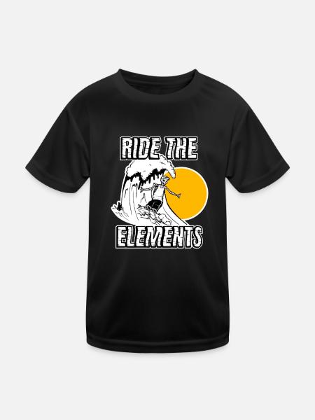 Wave Rider Skeleton - Kids Functional T-Shirt - black - Front