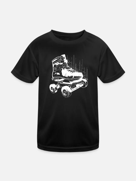 Roller Skates Graphic - Kids Functional T-Shirt - black - Front