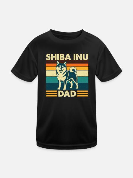 Shiba Inu Vater Japanischer Doge Besitzer - Kinder Funktions-T-Shirt - Schwarz - Vorne