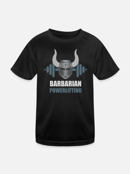 Barbarian Warrior Powerlifting Workout - Kids Functional T-Shirt - black - Front