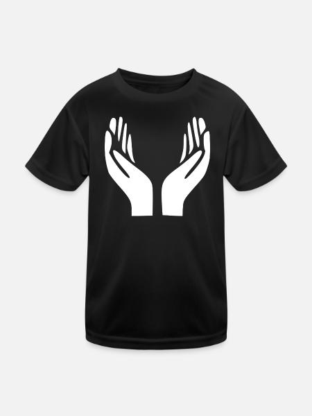 Open Hands Gesture - Kids Functional T-Shirt - black - Front