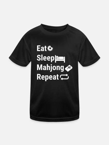 Eat Sleep Mahjong Repeat - Kids Functional T-Shirt - black - Front