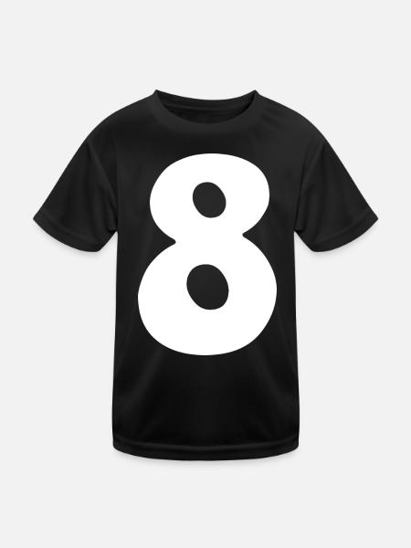 Eight: Minimalist Numeral 8 | Eighth - Kids Functional T-Shirt - black - Front