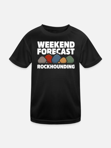 Wochenende Vorhersage Steine Sammeln Steinsuche - Kinder Funktions-T-Shirt - Schwarz - Vorne