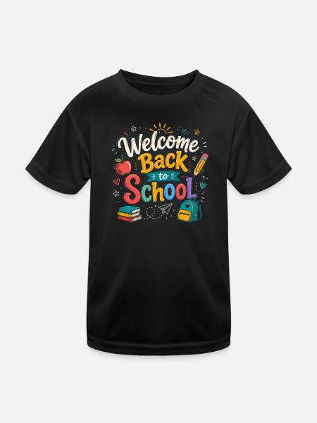 Willkommen zurück in der Schule 2026 First Day Lehrer - Kinder Funktions-T-Shirt - Schwarz - Vorne