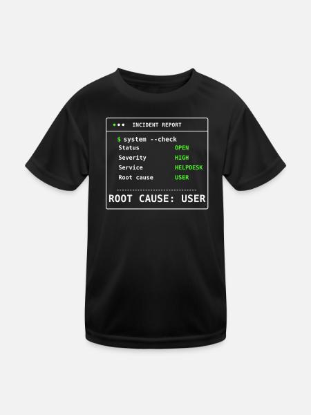 System Check Incident Report IT Humor Gift - Kids Functional T-Shirt - black - Front
