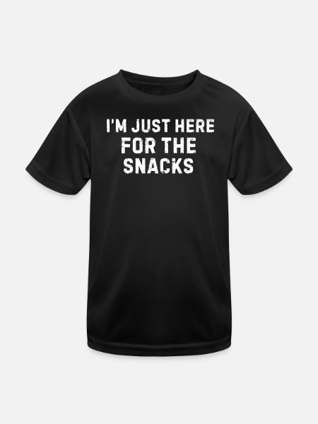 Ich bin nur wegen der Snacks hier. Lustig. - Kinder Funktions-T-Shirt - Schwarz - Vorne