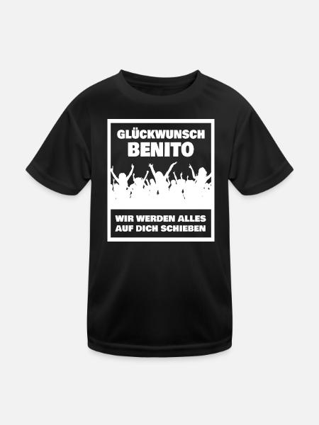 Geschenk für Benito - Kinder Funktions-T-Shirt - Schwarz - Vorne
