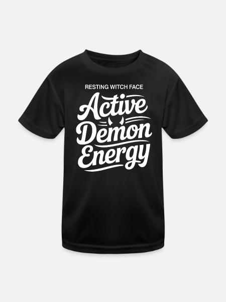 Active Demon Energy Typography - Kids Functional T-Shirt - black - Front