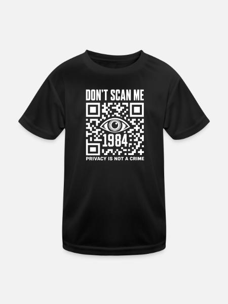Auge QR Überwachung 1984 Kritik - Kinder Funktions-T-Shirt - Schwarz - Vorne