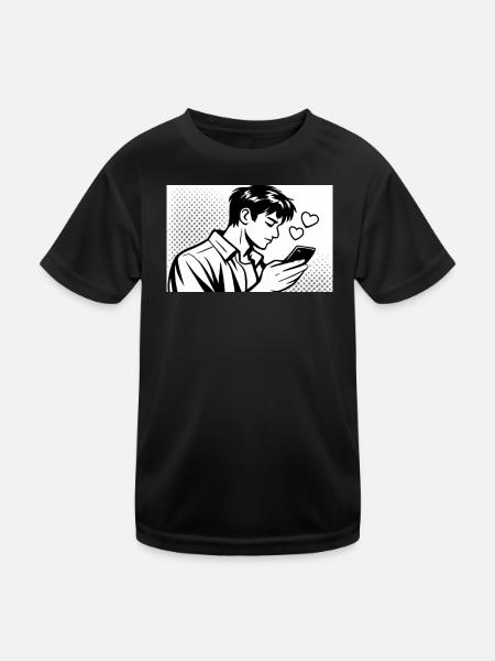 man in love - Kinder Funktions-T-Shirt - Schwarz - Vorne