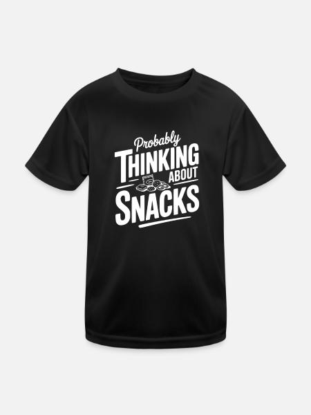 Wahrscheinlich denke ich an Snacks - Kinder Funktions-T-Shirt - Schwarz - Vorne