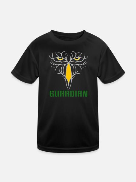 GUARDIAN - Taktisches Raubvogel-Design - Kinder Funktions-T-Shirt - Schwarz - Vorne