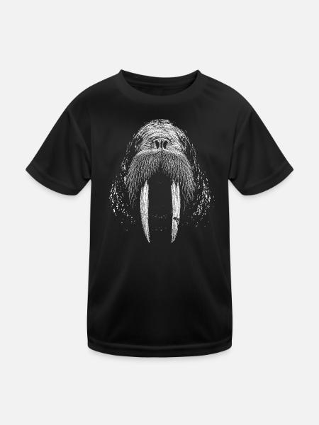 Walross - Kinder Funktions-T-Shirt - Schwarz - Vorne
