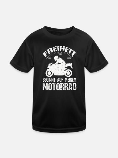 Freiheit Motorrad - Kinder Funktions-T-Shirt - Schwarz - Vorne