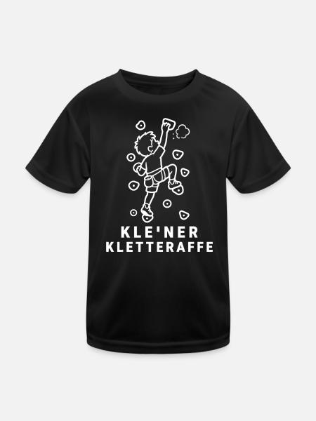 Kleiner Kletteraffe – Klettern Bouldern Kinder  - Kinder Funktions-T-Shirt - Schwarz - Vorne