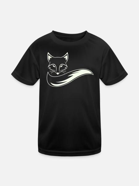Fuchs Silhouette mit Schweif - Kinder Funktions-T-Shirt - Schwarz - Vorne