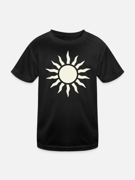 Sun with ray frame - Kids Functional T-Shirt - black - Front