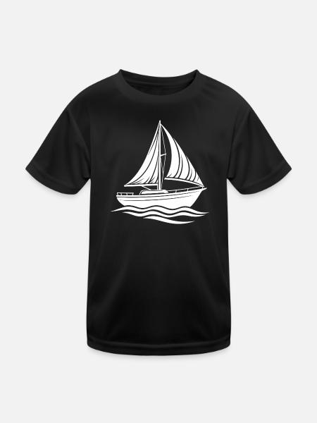 Modernes sportliches Segelboot mit klaren Konturen - Kinder Funktions-T-Shirt - Schwarz - Vorne