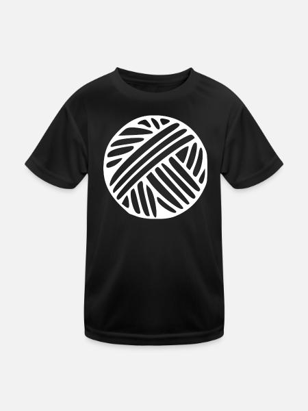 Yarn Ball Wool Gift - Kids Functional T-Shirt - black - Front
