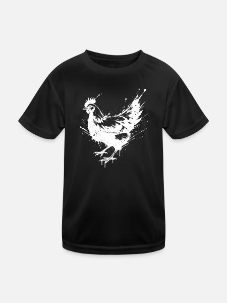 Hen Paint Splash White Splash - Kinder Funktions-T-Shirt - Schwarz - Vorne