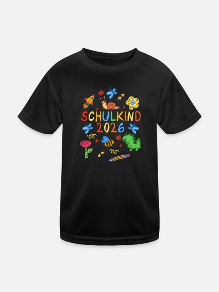 Schulkind 2026 First Day of School 2026 - Kinder Funktions-T-Shirt - Schwarz - Vorne