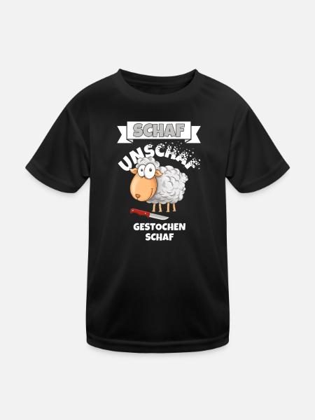 Schaf Unschaf Gestochen Schaf Wortspiel - Kinder Funktions-T-Shirt - Schwarz - Vorne