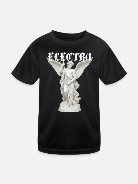 Electro Angel Statue Gothic - Kids Functional T-Shirt - black - Front