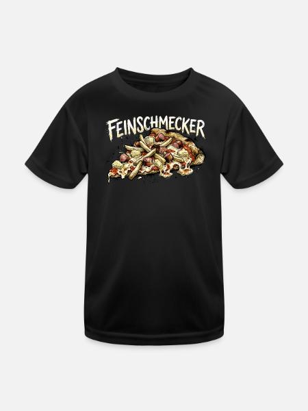 Lustige feinschmecker Pizza - Pommes Ananas Wurst - Kinder Funktions-T-Shirt - Schwarz - Vorne