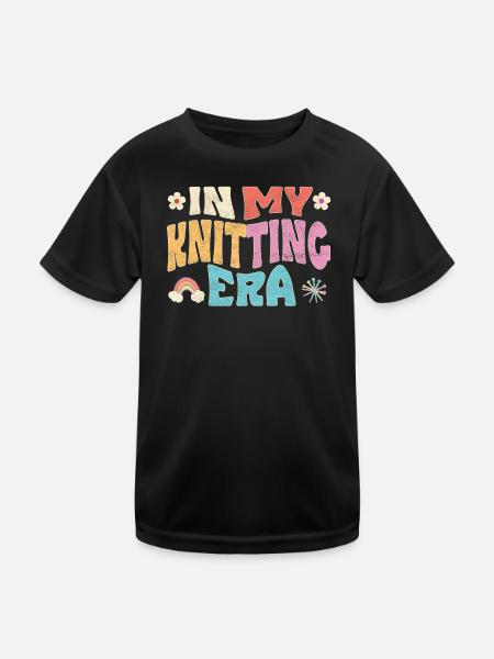 In my Knitting Era - Kinder Funktions-T-Shirt - Schwarz - Vorne