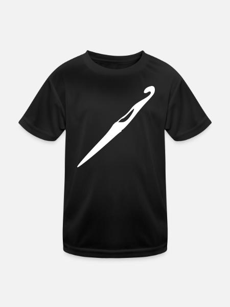 Häkeln Häkelnadel Geschenk - Kinder Funktions-T-Shirt - Schwarz - Vorne