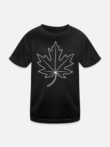 Maple Leaf Contour Design - Kids Functional T-Shirt - black - Front