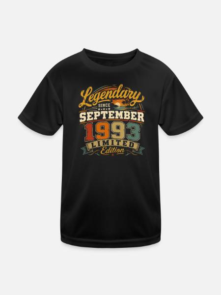 Legendär seit September 1993 Vintage Gift - Kinder Funktions-T-Shirt - Schwarz - Vorne