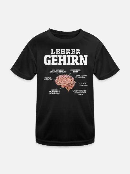 Lehrer Gehirn Unterricht - Kinder Funktions-T-Shirt - Schwarz - Vorne