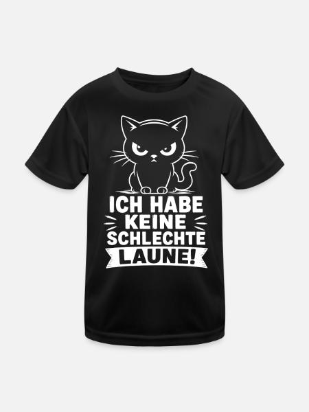 Katzen Shirt – Ich habe keine schlechte Laune! - Kinder Funktions-T-Shirt - Schwarz - Vorne