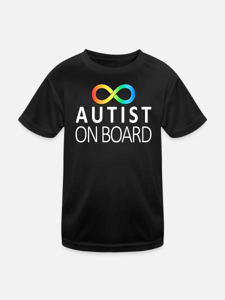 Autist on Board: Neurodiversitäts-Aufkleber - Kinder Funktions-T-Shirt - Schwarz - Vorne
